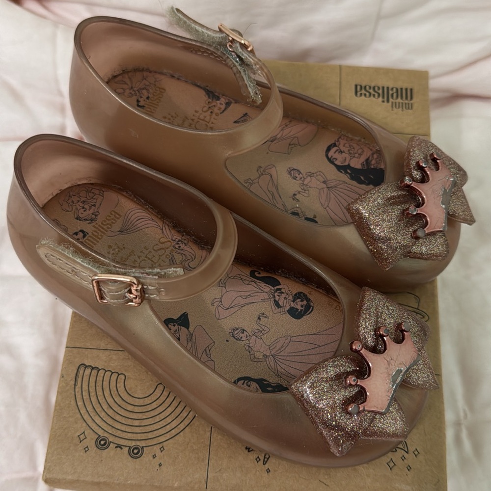 Mini Melissa Rose Gold Disney Princess Shoes